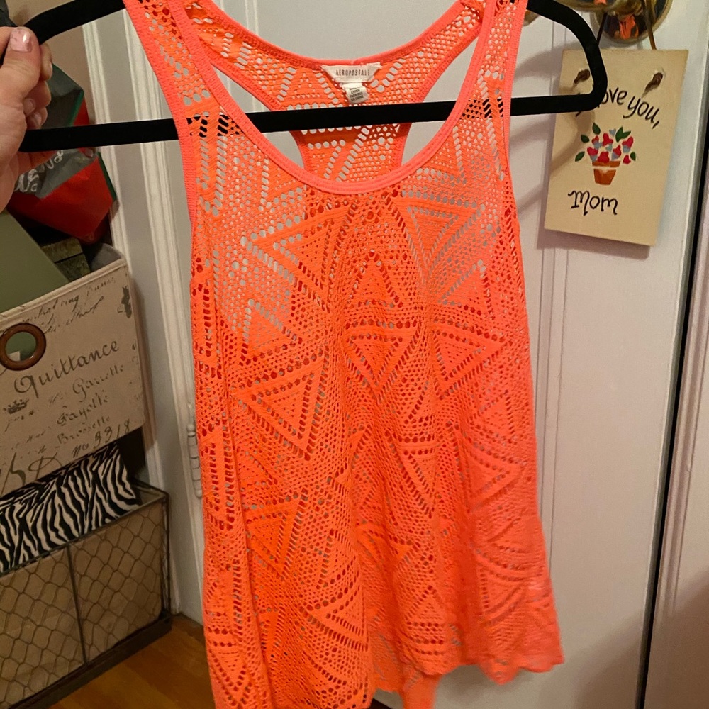 Coral/salmon loose razorback tank top